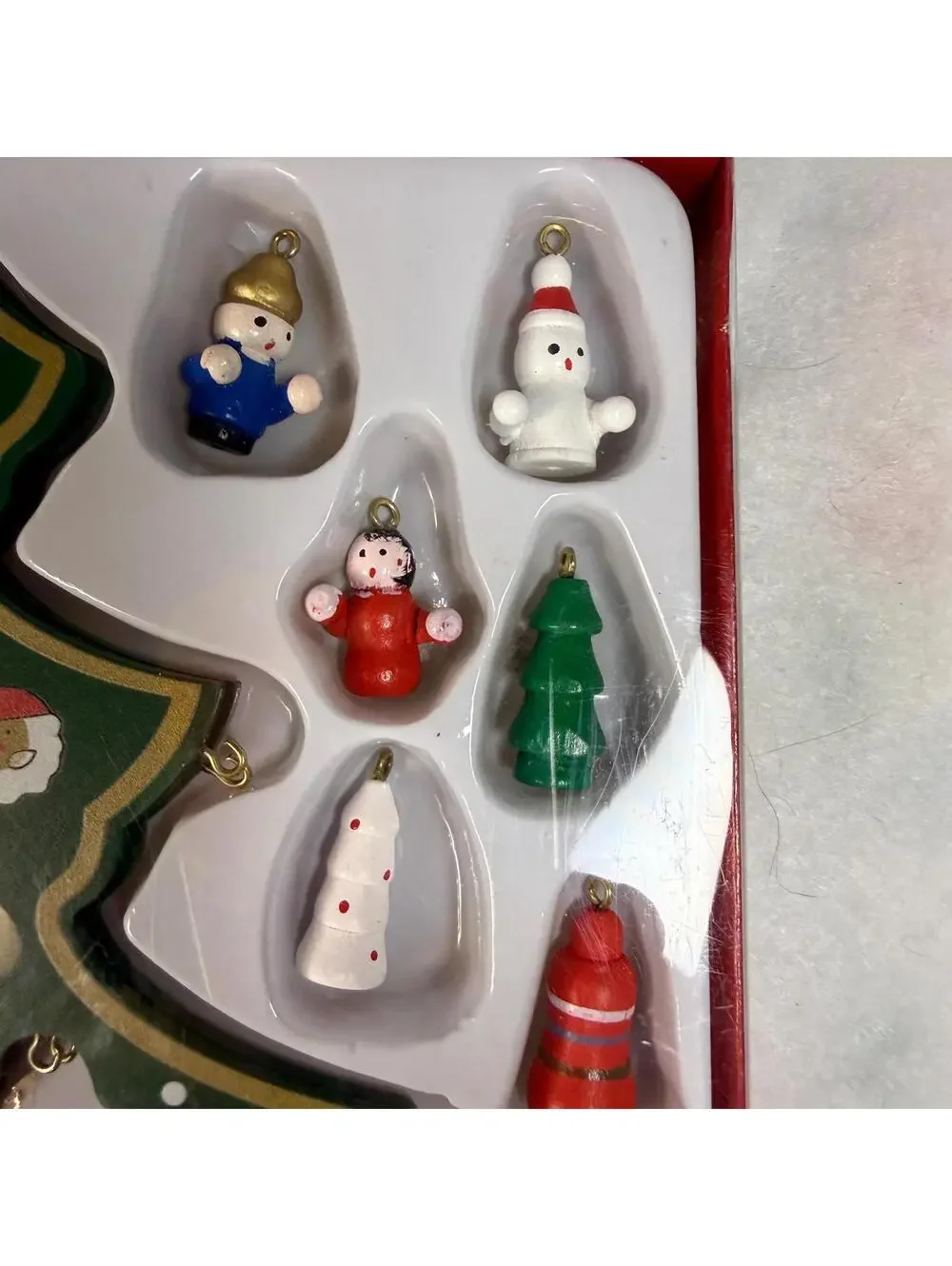 Hand Painted Wooden Christmas Tree with 20 Mini Ornaments